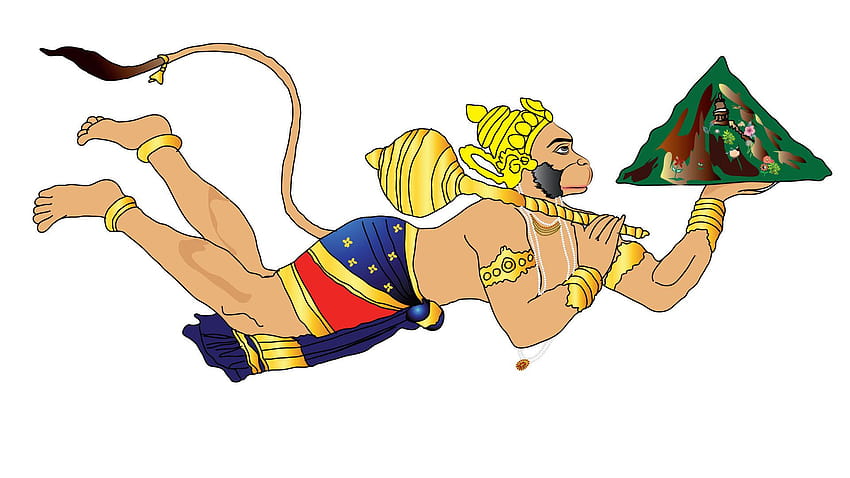 Hanuman volant avec dessin animé de montagne Fond d'écran HD