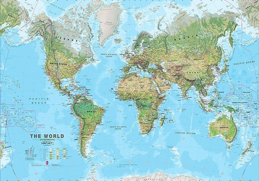 Карта на света, физическа карта на света HD тапет