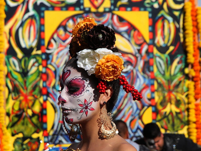 Celebrate Día de los Muertos in Los Angeles, day of the dead dia de muertos HD wallpaper