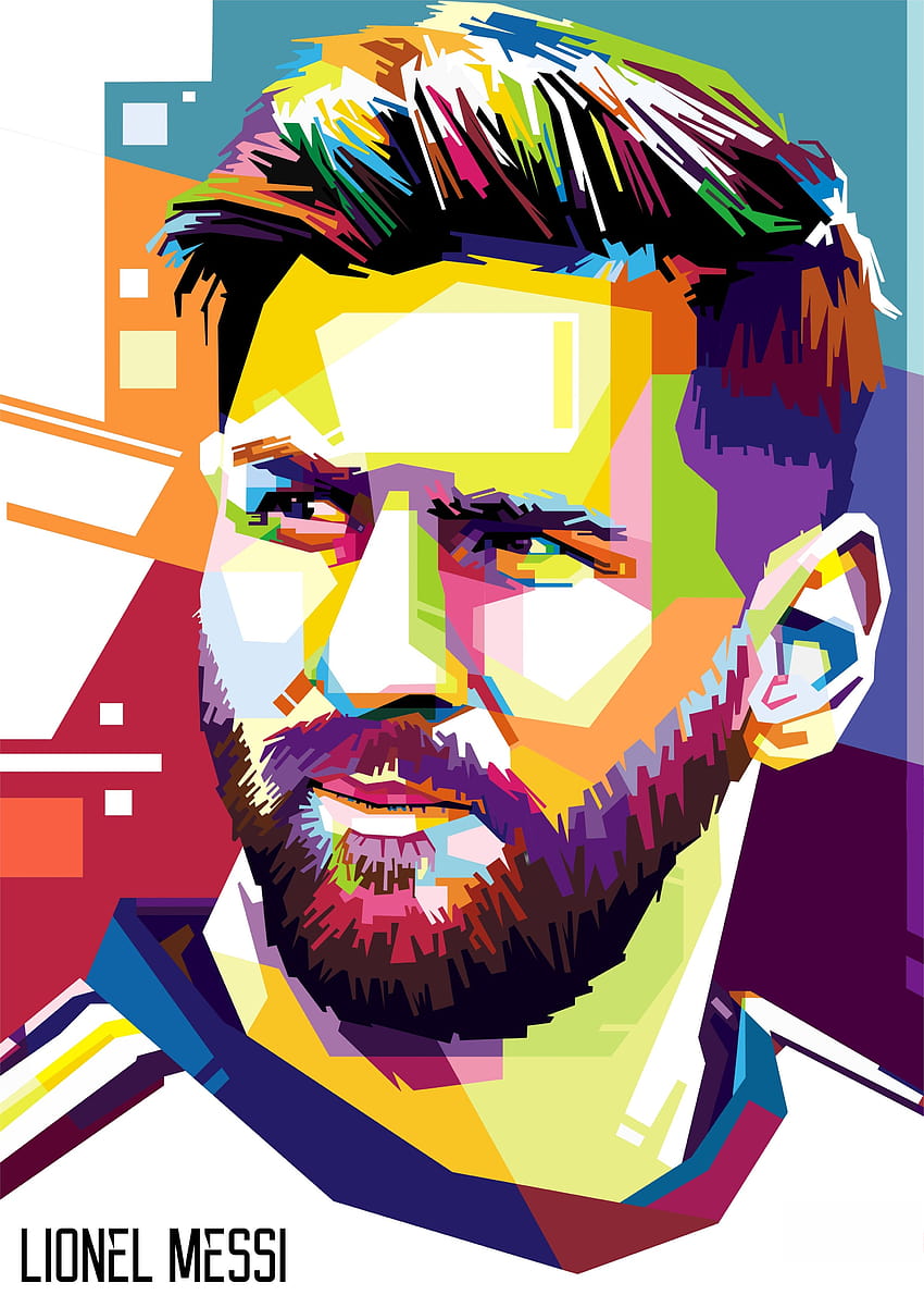 Lionel Messi colorido WPAP Pop Art, esboço messi Papel de parede de celular HD