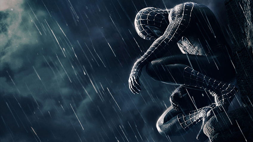 lluvia, araña, spiderman 3 traje negro fondo de pantalla