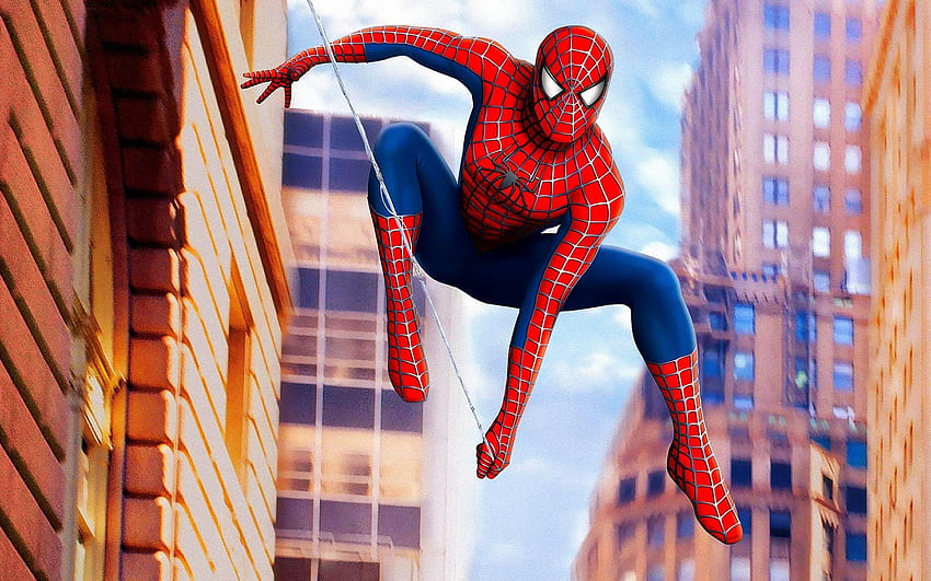 Panoramiczny Spiderman w wysokiej rozdzielczości w akcji Tapeta HD