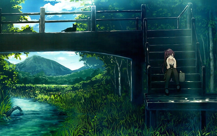 13 Anime Nature, green aesthetic anime HD wallpaper