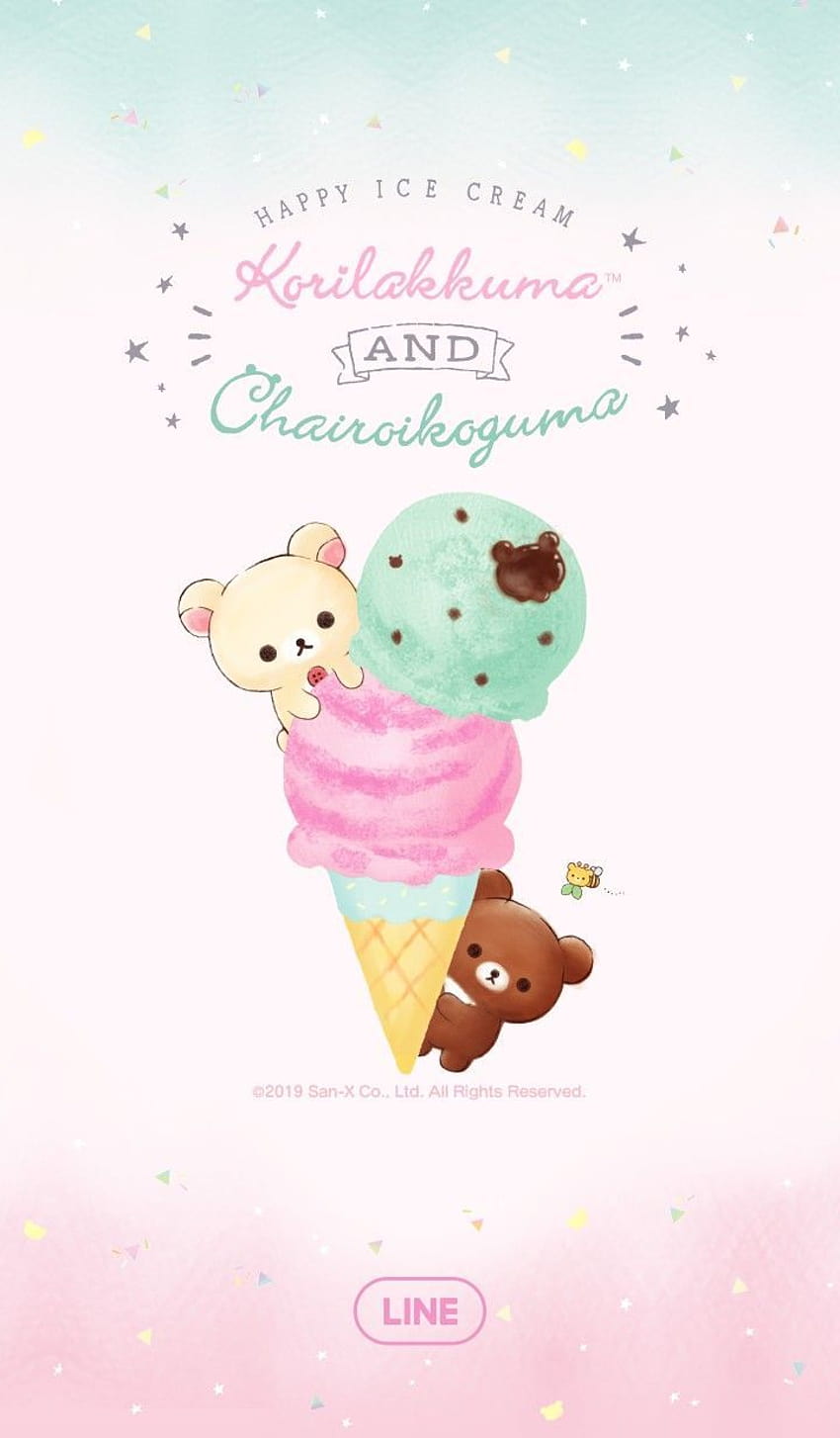 Korilakkuma HAPPY ICE CREAM, aesthetic cartoon ice cream HD phone wallpaper