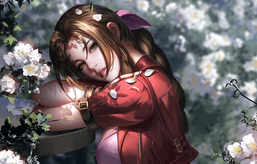 หญิงสาว ดอกไม้ Final Fantasy VII แอริธ เกนส์โบโร แอริธ ไฟนอลแฟนตาซี 7 รีเมค วอลล์เปเปอร์ HD