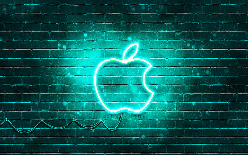 Logo pirus apel, brickwall pirus, logo Apple, apel neon pirus, merek, logo neon Apple, Apple dengan resolusi 3840x2400. Kualitas tinggi Wallpaper HD
