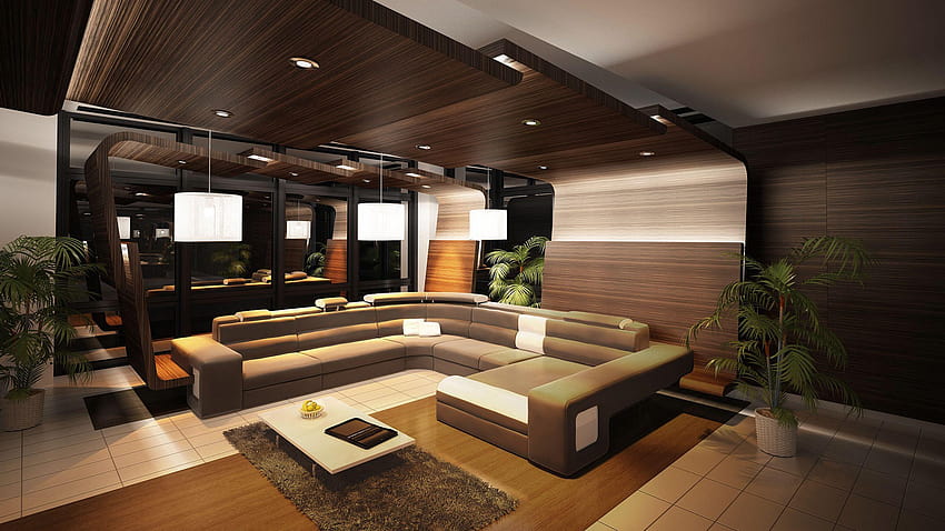 2560x1440 Interior, Lounge, Kayu, Desain Bergaya, Kursi, Loteng Wallpaper HD