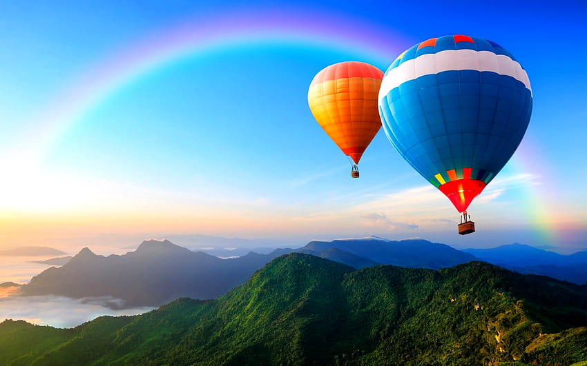 Hot Air Balloons Group, colorful balloons in the sky HD wallpaper