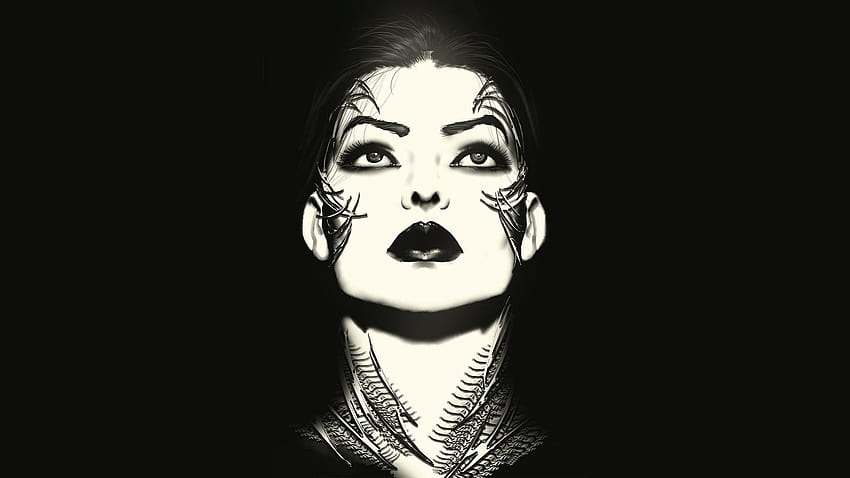 Witchblade, 150, 만화, 여성, 여성, 소녀, 얼굴, 눈, 어두운, 검정, 흰색, 입술, Brunettes, 예술 / 및 모바일 배경, 흑인 여성 입술 HD 월페이퍼