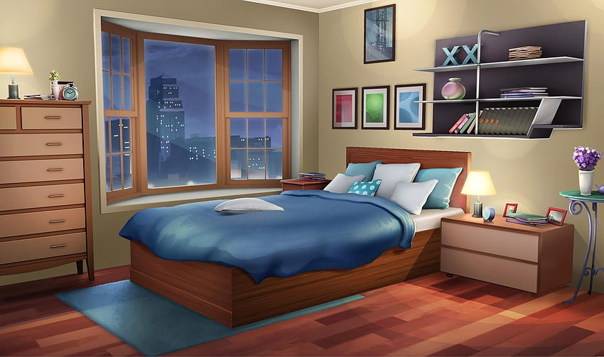 INT. FANTEZİ DAİRE YATAK ODASI, anime yatak odası HD duvar kağıdı