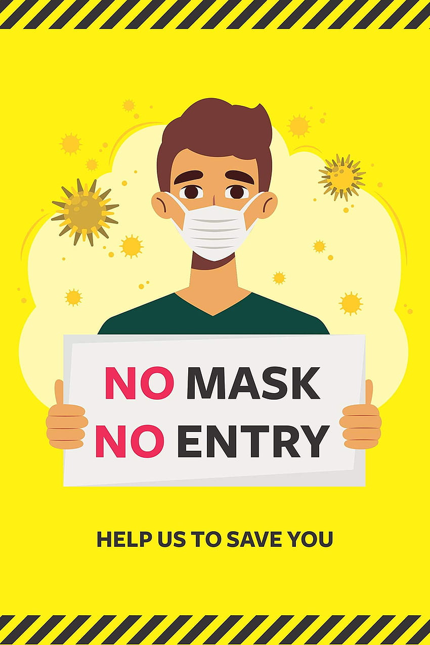 SVM CRAFT No Mask No Entry Wall Full Size A4 Safety Sign Notice Warning Paper Sticker Poster for Your … วอลล์เปเปอร์โทรศัพท์ HD