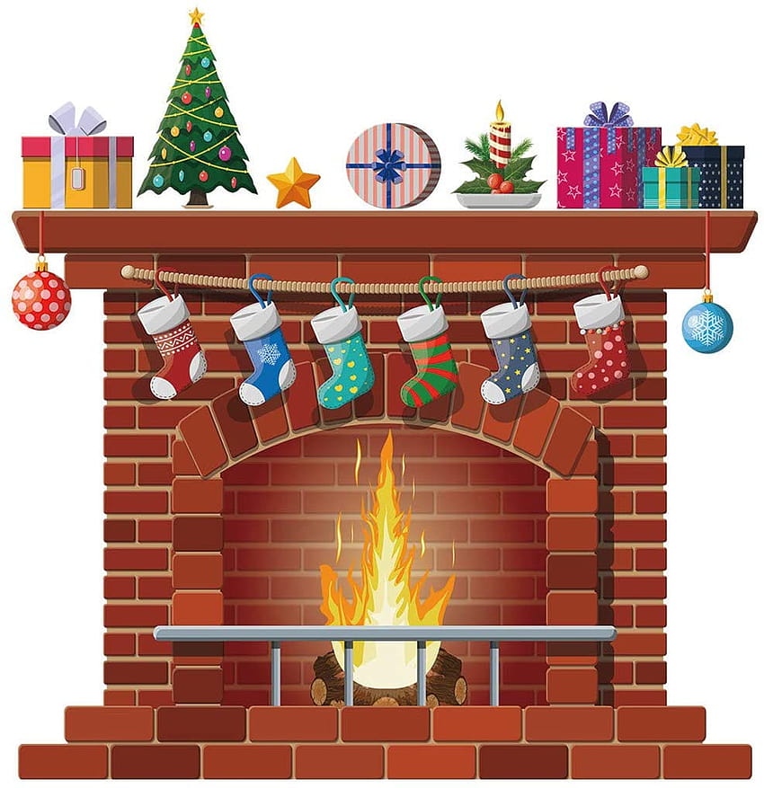 クリスマス屋内部屋の装飾暖炉漫画部屋デカール壁壁画取り外し可能なステッカー: ホーム & キッチン HD電話の壁紙