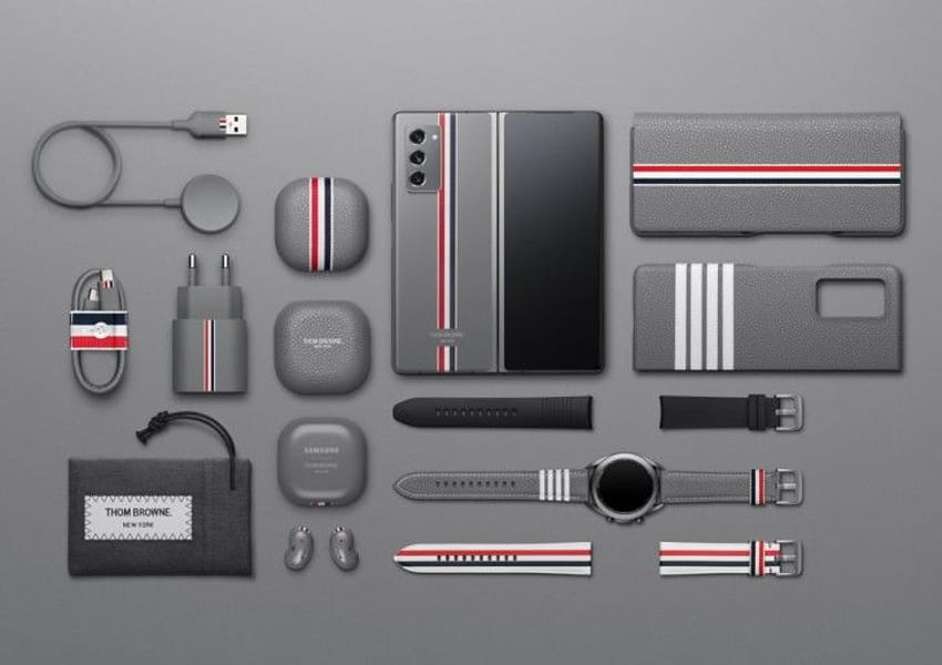Samsung Galaxy Z Fold2 Thom Browne Edition and bespoke accessories presented on video HD wallpaper