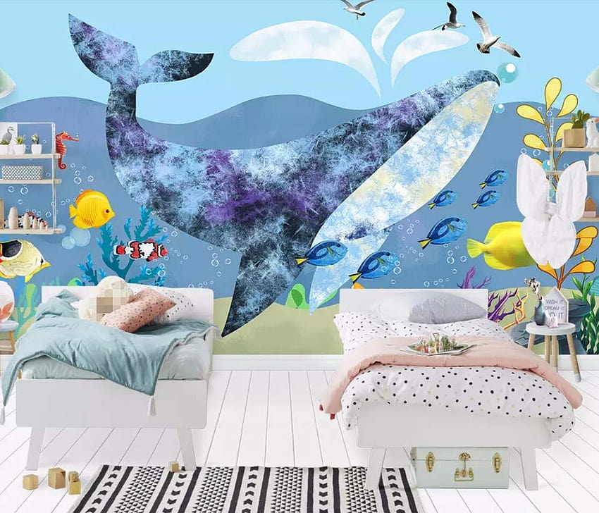 Wall Stickers 3D Hand Painted Blue Whale Fresh, amazon fresh HD wallpaper