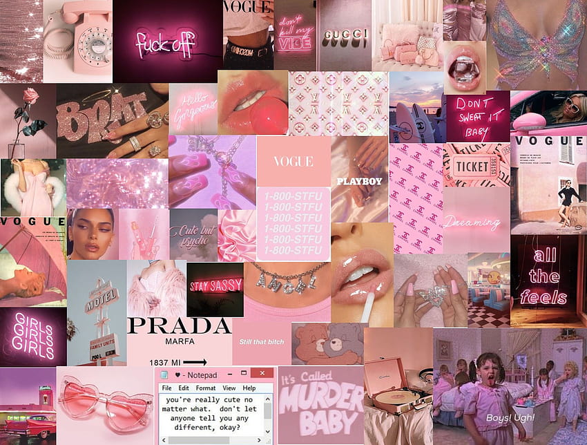 Pink Aesthetic Laptop, baby pink aesthetic collage HD wallpaper