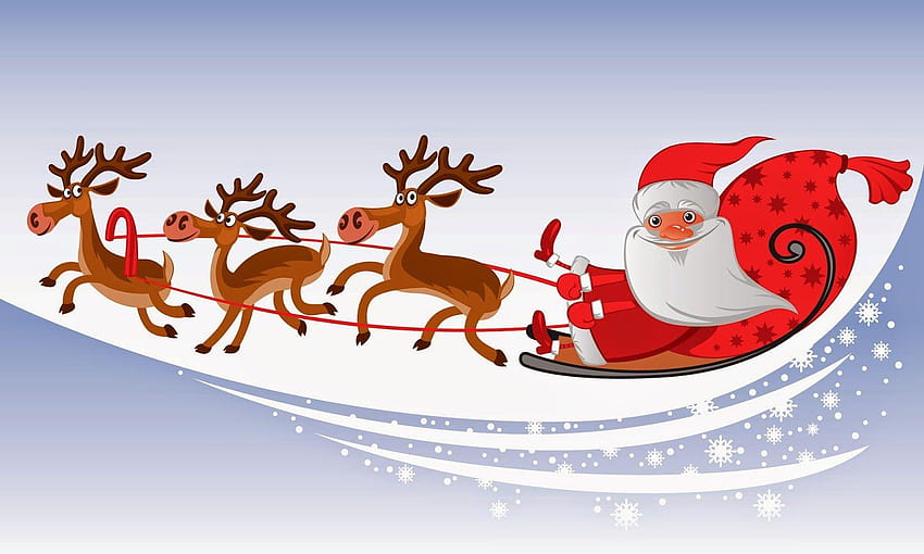 Santa Claus coming to town riding his reindeer sleigh flying in, christmas  reindeer and sleigh HD wallpaper | Pxfuel