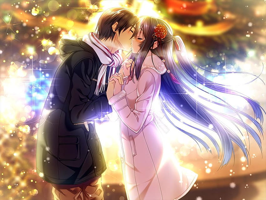 Beautiful Couple Mouth Kissing Anime For Facebook, anime romantic couple HD wallpaper