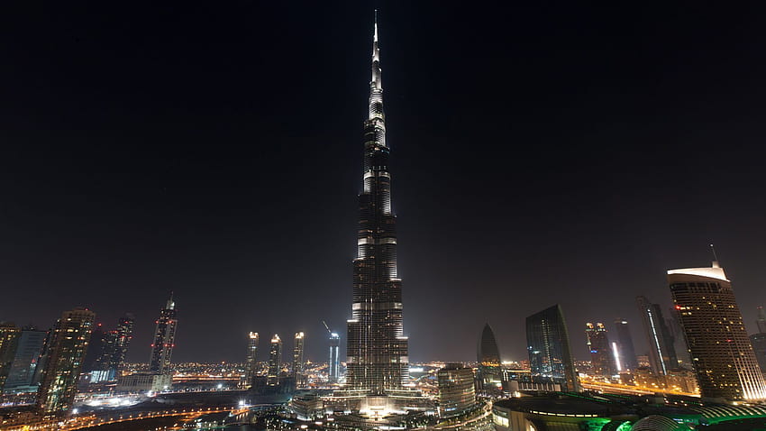 Burj Khalifa, Architecture, High Building, Skyscape, City, Night, dubai buildings night lights HD wallpaper
