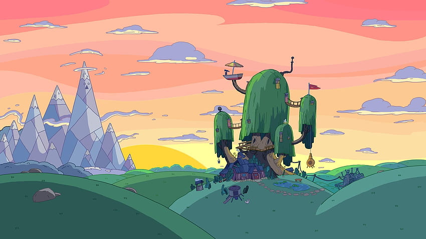 : colline, Adventure Time, cartoni animati, persone reali, attività per il tempo libero Sfondo HD