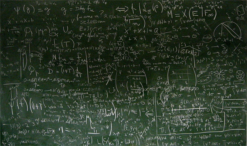 Mathematische Gleichungen, geschrieben auf Kreidetafel, der Mathematik HD-Hintergrundbild