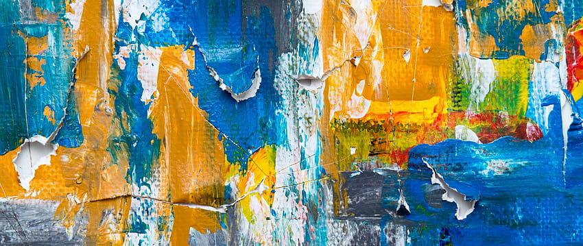 2560x1080 płótno, farba, pociągnięcia pędzlem, kolorowe, abstrakcyjne, sztuka współczesna podwójne szerokie tła, nowoczesne malarstwo Tapeta HD