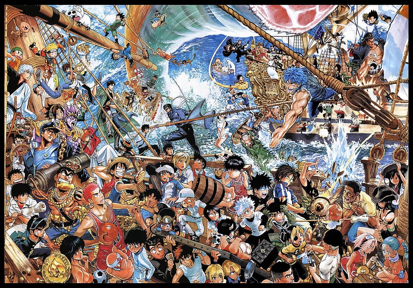 โปสเตอร์ฉลองครบรอบ 40 ปีของ Shonen Jump โดย Yusuke Murata ทำความสะอาดและอะนิเมะ shon Jump วอลล์เปเปอร์ HD