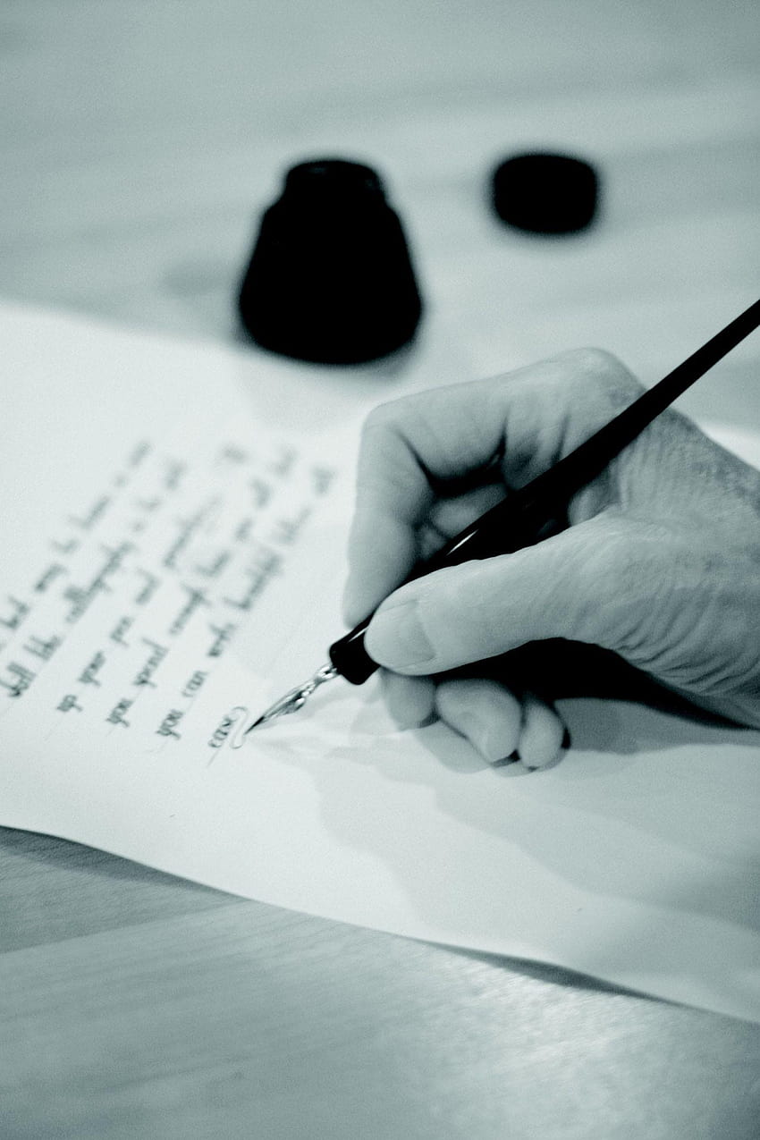 lettera di scrittura a mano con penna stilografica, scrittura di lettere Sfondo del telefono HD