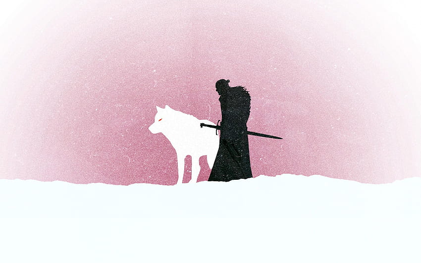 Jon Snow, Ghost, Direwolf, Minimal, Artwork, dire wolf android fondo de pantalla
