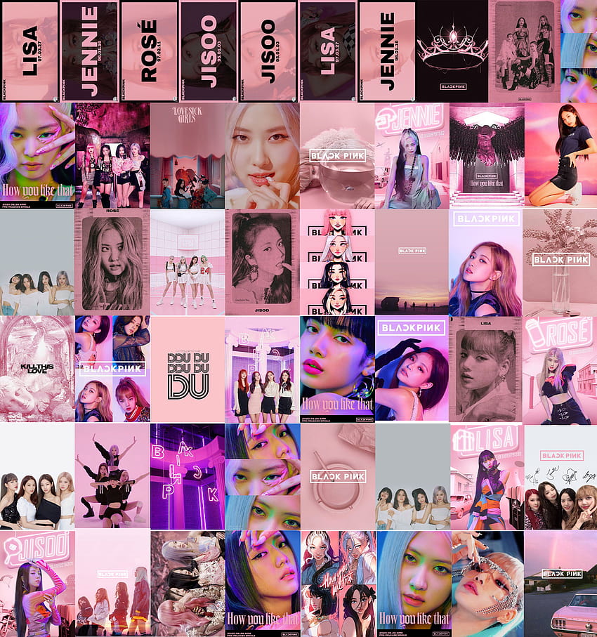 BLACKPINK Kit de collage de pared Decoración rosa Tumblr KPOP Tamaño A5, collage de blackpink fondo de pantalla del teléfono