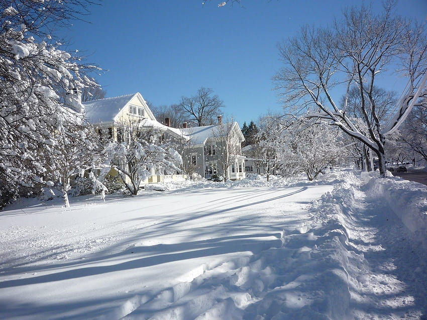 5 escenas de invierno de Nueva Inglaterra fondo de pantalla