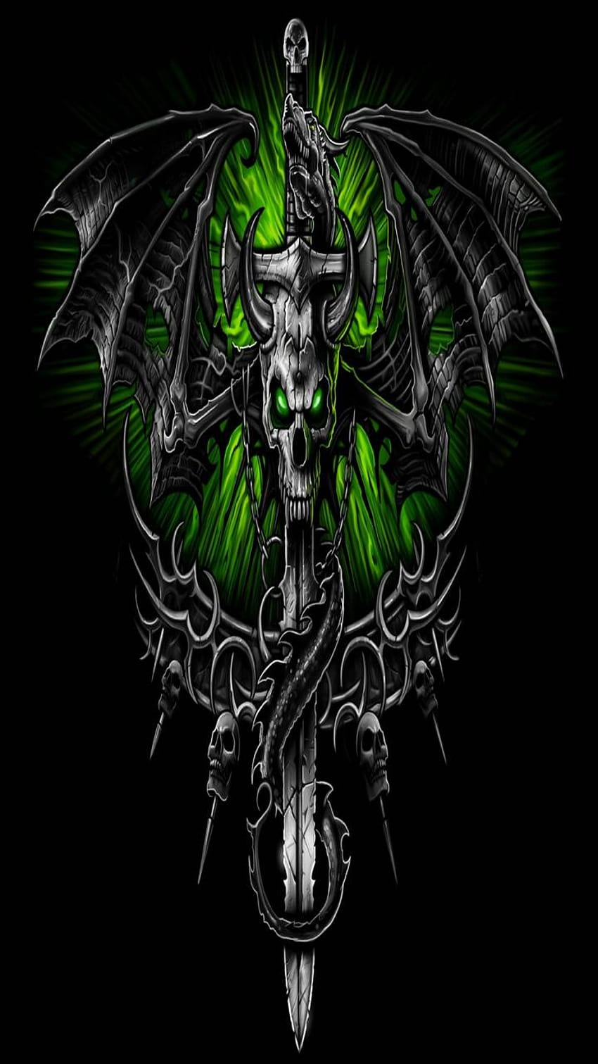 skull by abej666, skulls and dragons HD phone wallpaper