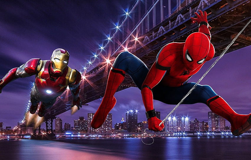 Bridge, New York, Night, Iron Man HD wallpaper