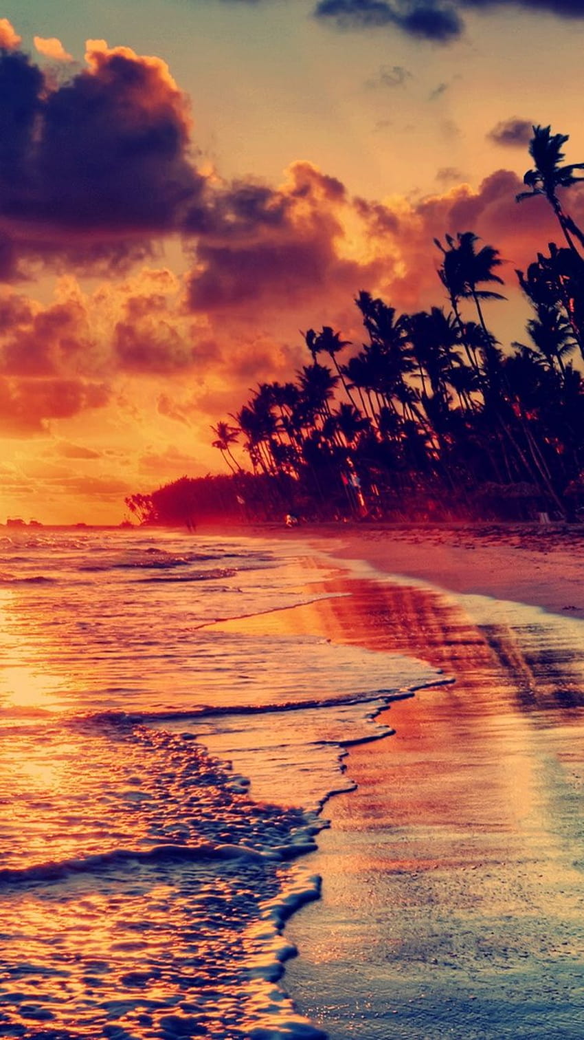 Fire Sunset Beach iPhone 6 HD phone wallpaper