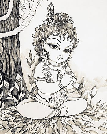 Handmade Pencil Sketch Lord Shree Krishna - Etsy Australia-saigonsouth.com.vn