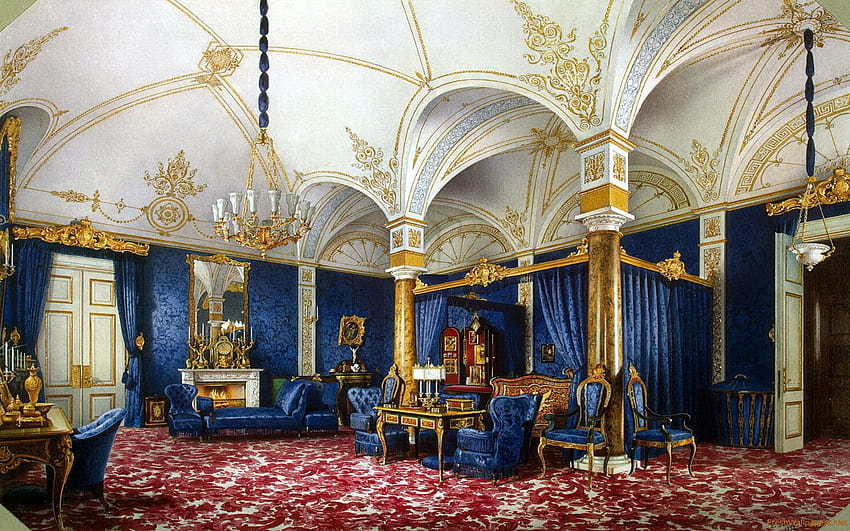 冬の宮殿の寝室、宮殿のインテリア 高画質の壁紙