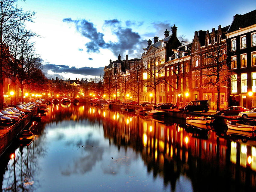 Amsterdam Night, spring amsterdam HD wallpaper