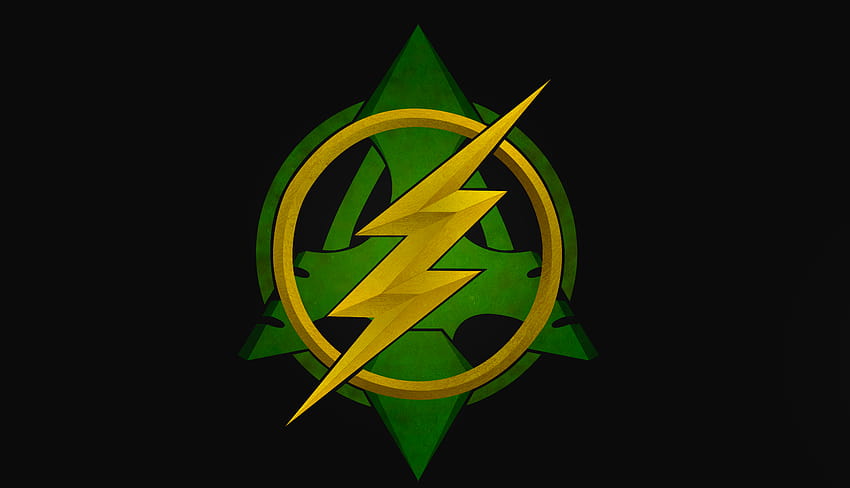 Logo zielonej strzałki, symbol strzałki Tapeta HD