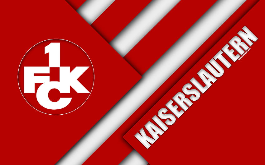 カイザースラウテルン FC、ロゴ、ドイツのサッカー クラブ、マテリアル デザイン、赤白の抽象化、カイザースラウテルン、ドイツ、ブンデスリーガ 2、解像度 3840x2400 のサッカー。 高品質、 高画質の壁紙
