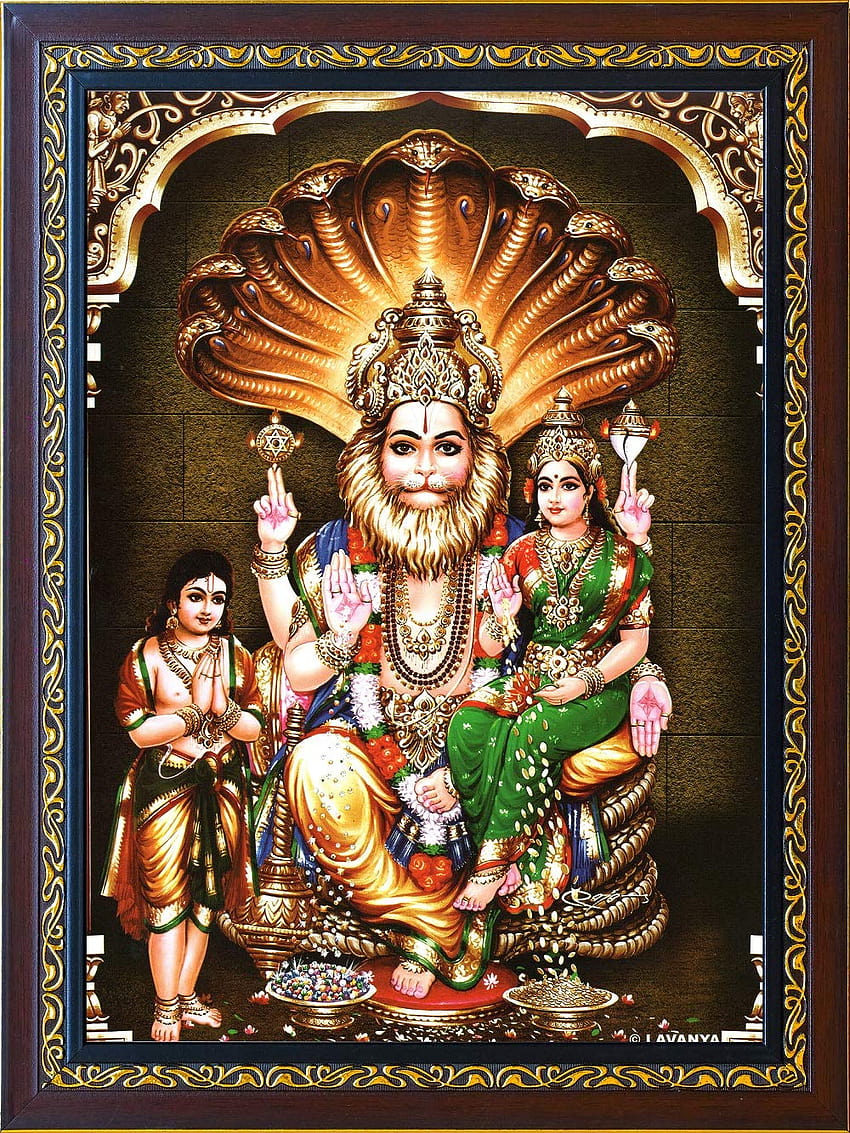 Acheter Rudra Frame Wood Lakshmi Narasimha Swamy Fond d'écran de téléphone HD