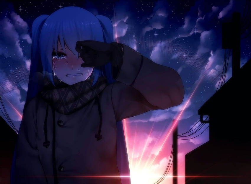 Angry Anime Girl, blue angry anime aesthetic HD wallpaper