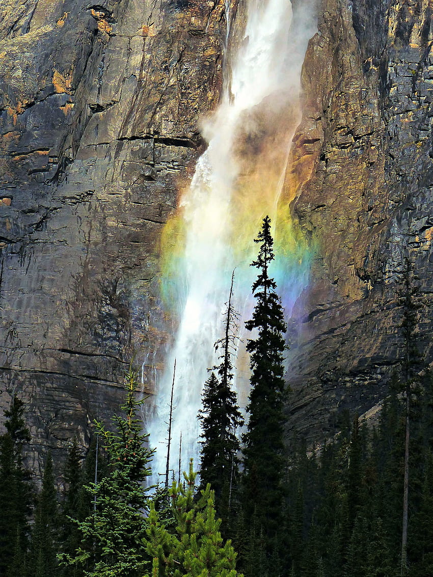 Rainbow Cascades of Takakkaw Falls Canada, rainbow over water cascades HD phone wallpaper