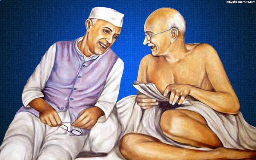 Pinturas de Mahatma Gandhi y Jawaharlal Nehru fondo de pantalla