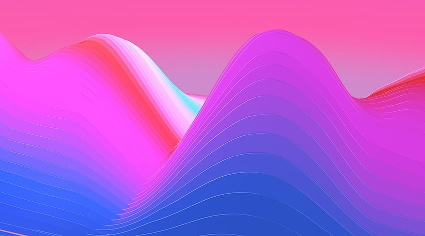 2048x1140 Neon Waves, Pink And Purple, Mountain, neon mountain HD wallpaper