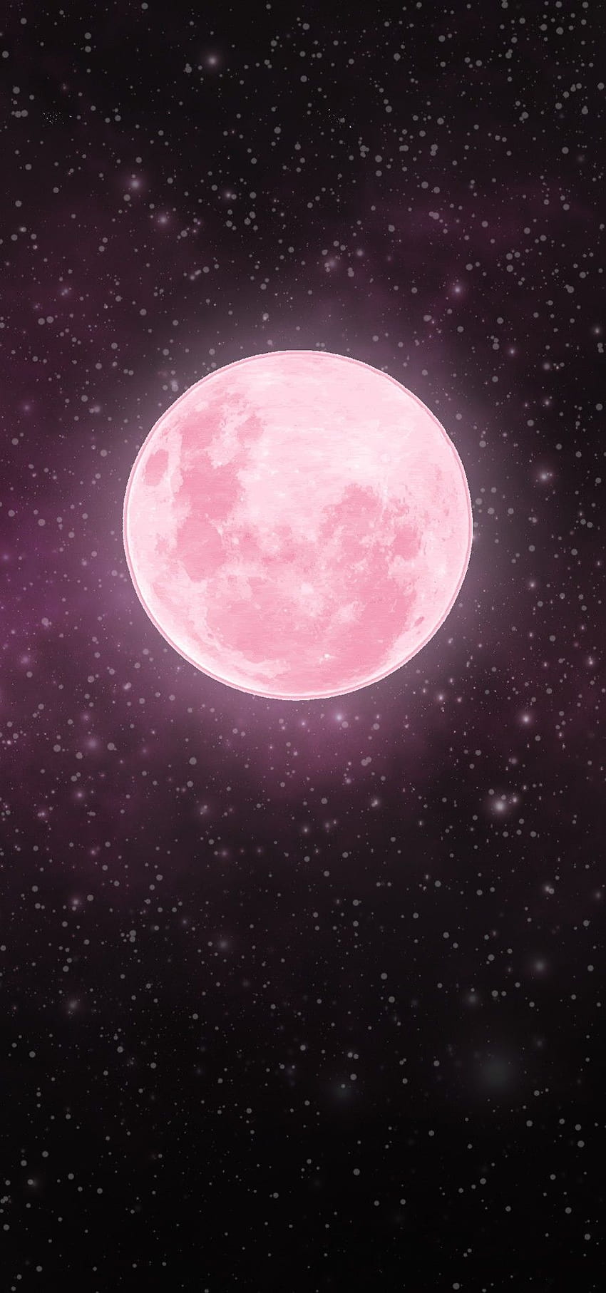 Pink Moon, pink and white moon and stars HD phone wallpaper