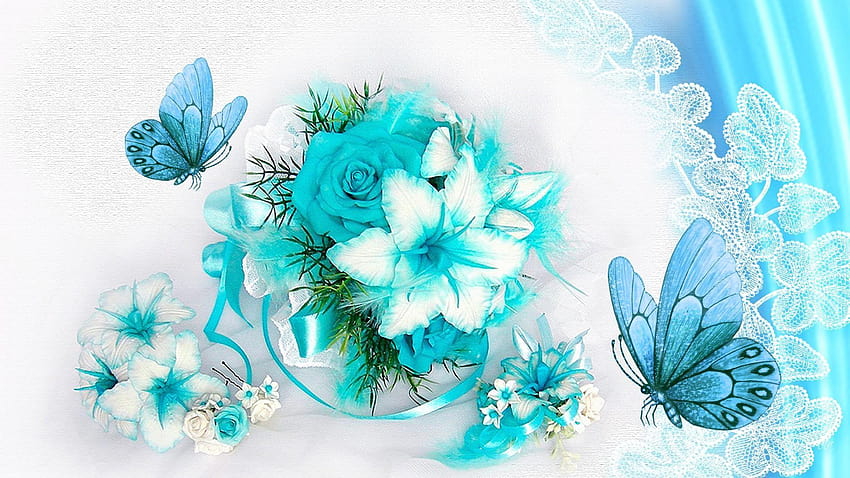 Butterfly Turquoise, aesthetic butterfly horizontal HD wallpaper