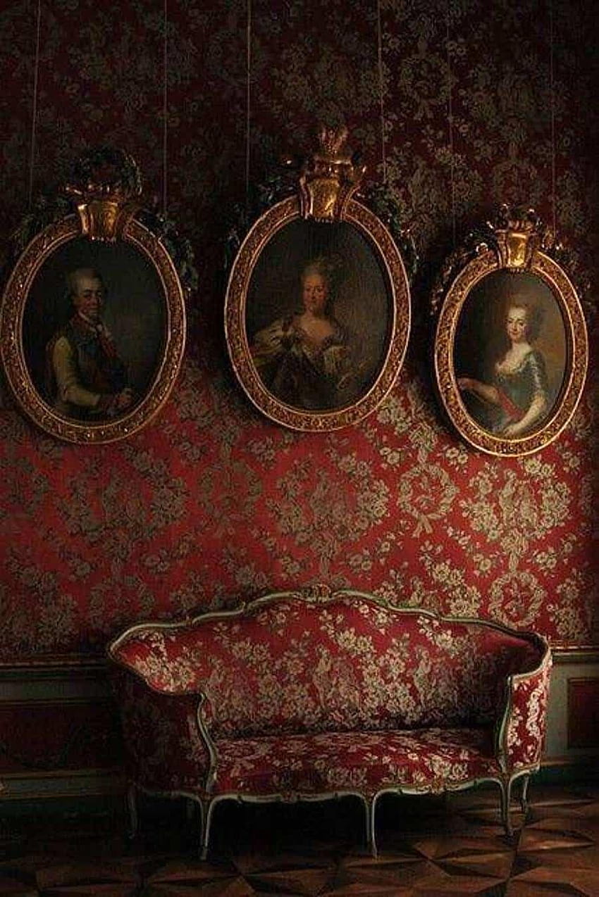 赤、ビクトリア朝の邸宅と暗いゴシック様式のビクトリア朝の家のインテリア HD電話の壁紙