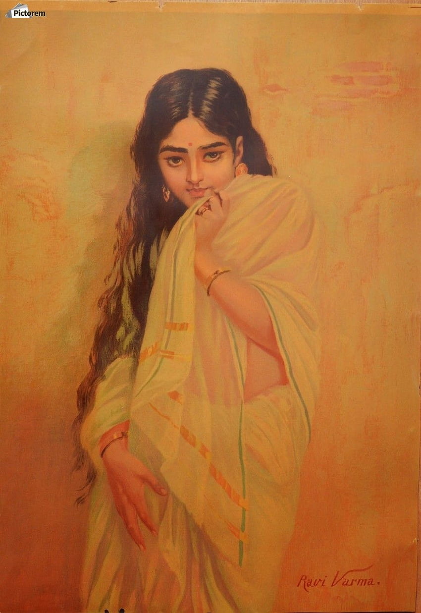 Young Indian girl, raja ravi varma HD phone wallpaper