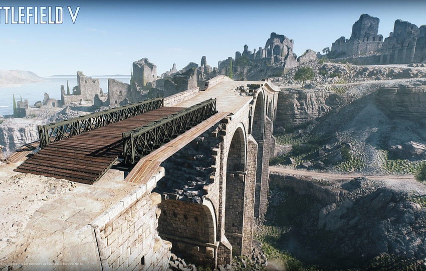 strada, ponte, pietre, rovine, Battlefield V , sezione игры, antico campo di battaglia Sfondo HD