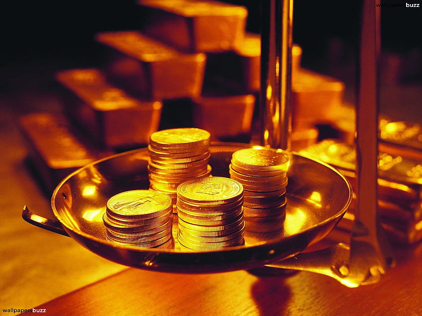 Monedas de oro, montones de oro. fondo de pantalla