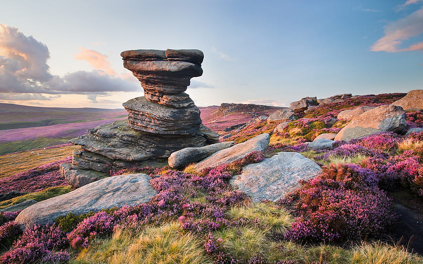Derwent Edge, Sonnenuntergang, Abend, Berglandschaft, Tal, England, Peak District mit einer Auflösung von 2560x1600. Hohe Qualität HD-Hintergrundbild